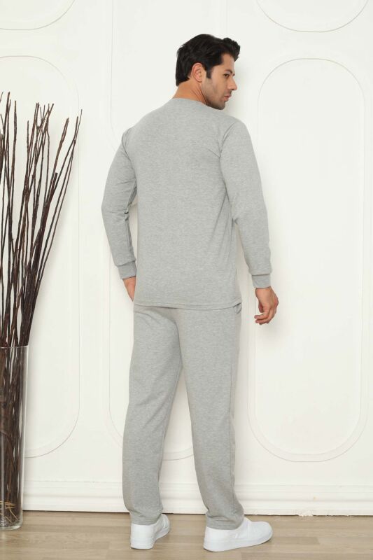 Kışlık Erkek Pijama Takımı - Gri İki İplik Likralı 1209UKL - 3