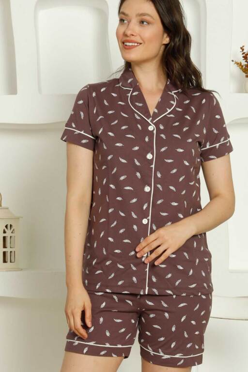 Gül Kurusu Boydan Düğmeli Şort Takım 2732ŞT - Alimer (1)