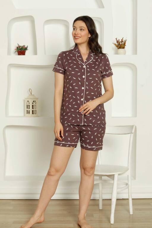 Gül Kurusu Boydan Düğmeli Şort Takım 2732ŞT - Alimer