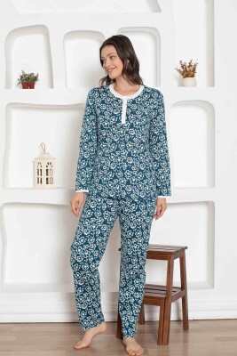 İndigo Çiçek Desenli Penye Bayan Pijama Takımı 2794UY - 2