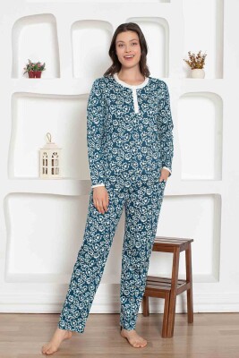 İndigo Çiçek Desenli Penye Bayan Pijama Takımı 2794UY - 4