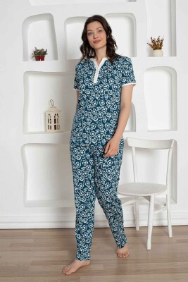 İndigo Çiçek Desenli Penye Bayan Pijama Takımı 2795KY - Alimer (1)