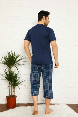İndigo Ekoseli Bermuda Erkek Pijama Takımı 1167B - 4