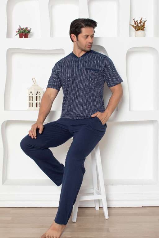 İndigo Kısa Kollu Erkek Pijama Takımı 1203KY - Alimer