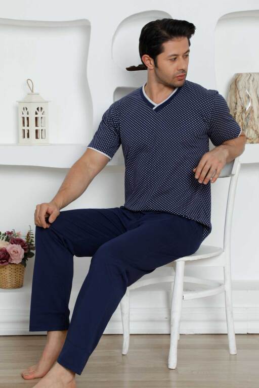 İndigo Kısa Kollu Erkek Pijama Takımı 1199KY - 4