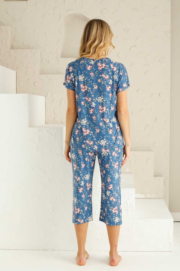 Bahar Dalı İndigo Bermuda Bayan Pijama Takımı 2735B - 4