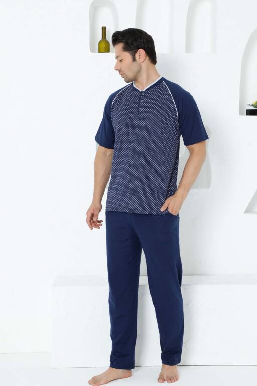 İndigo Kısa Kollu Erkek Pijama Takımı 1200KY - Alimer