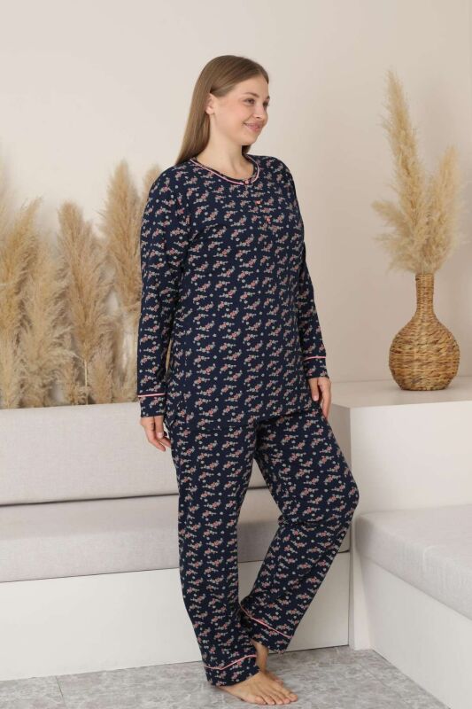 Kadın Pijama Takımı - Çiçek Desen Uzun Kol Likralı Penye 2885UK - 2