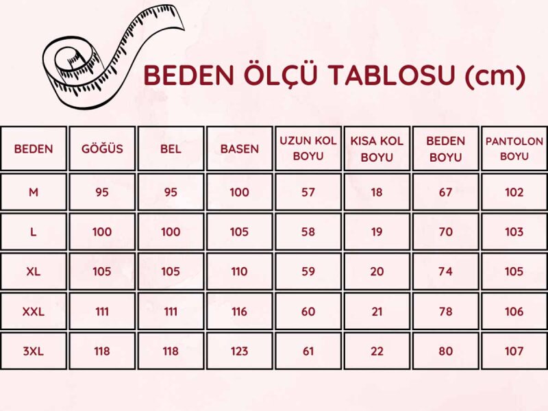 Kadın Pijama Takımı - Gülkurusu Etnik Desen Uzun Kol Likralı Penye 2890UKL - 2