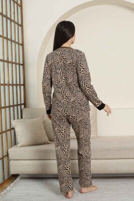 Kadın Pijama Takımı - Leopar Desenli Uzun Kollu Likralı Pamuk 2880UK - 5