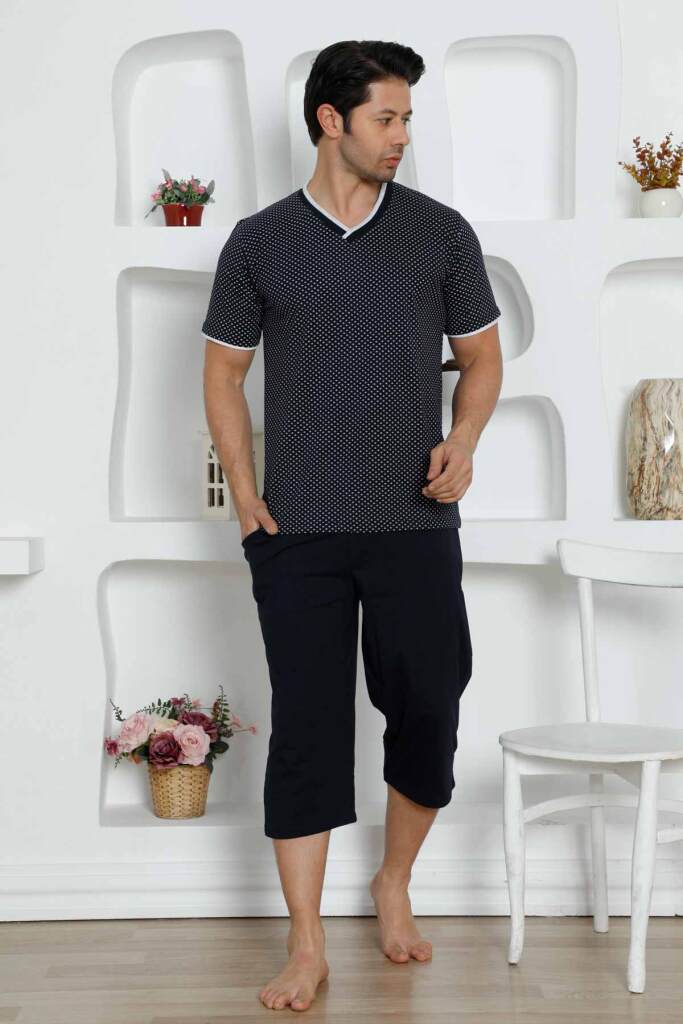 Lacivert Bermuda Erkek Pijama Takımı 1199B - 1