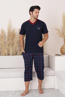 Lacivert Ekoseli Bermuda Erkek Pijama Takımı 1167B - 1