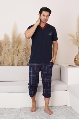 Lacivert Ekoseli Bermuda Erkek Pijama Takımı 1167B - 2