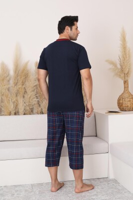 Lacivert Ekoseli Bermuda Erkek Pijama Takımı 1167B - 5