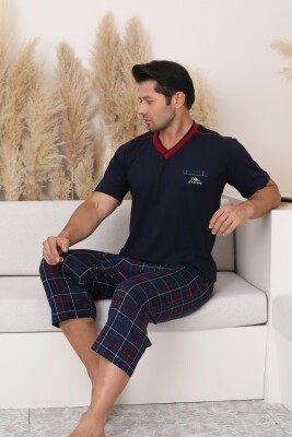 Lacivert Ekoseli Bermuda Erkek Pijama Takımı 1167B - 4