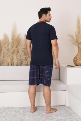 Lacivert Ekoseli Şortlu Erkek Pijama Takımı 1167ŞT - 5