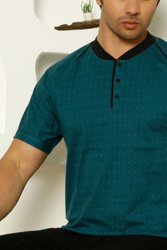 Petrol Kısa Kollu Erkek Pijama Takımı 1198KY - 4
