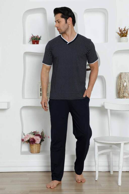 Lacivert Kısa Kollu Erkek Pijama Takımı 1199KY - 3