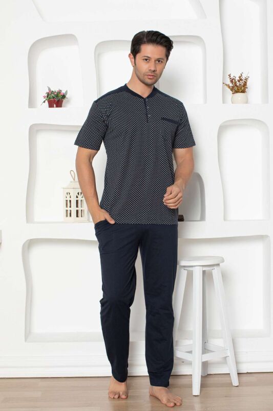 Lacivert Kısa Kollu Erkek Pijama Takımı 1203KY - 2