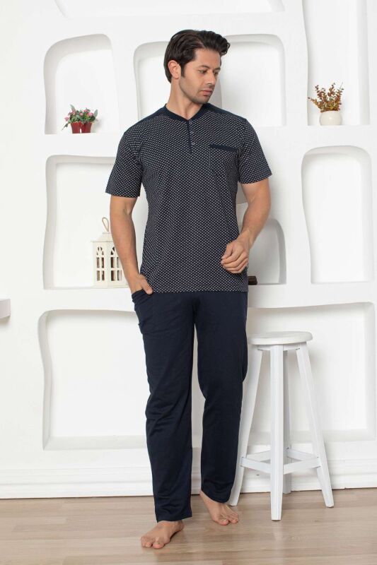 Lacivert Kısa Kollu Erkek Pijama Takımı 1203KY - 1