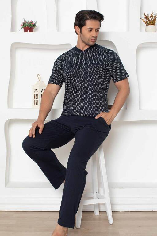 Lacivert Kısa Kollu Erkek Pijama Takımı 1203KY - Alimer (1)