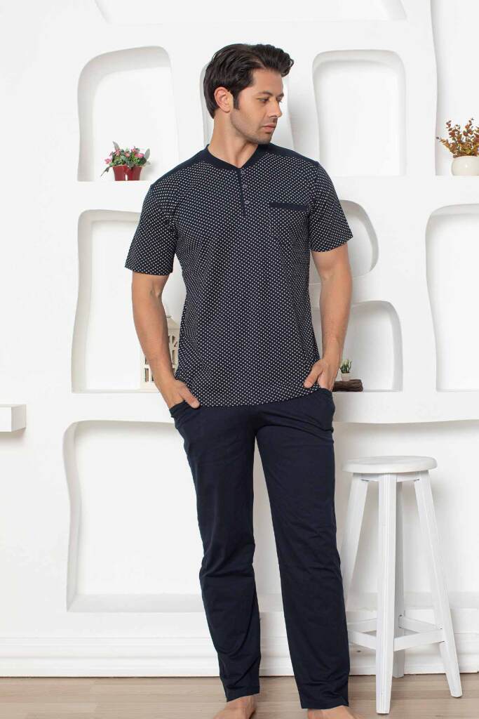 Lacivert Kısa Kollu Erkek Pijama Takımı 1203KY - 3