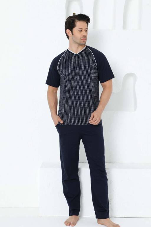 Lacivert Kısa Kollu Erkek Pijama Takımı 1200KY - Alimer