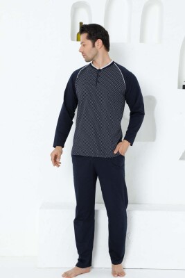 Lacivert Uzun Kollu Erkek Pijama Takımı 1200UY - 2