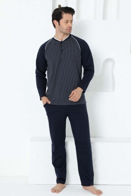 Lacivert Uzun Kollu Erkek Pijama Takımı 1200UY - 3