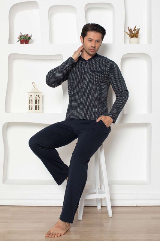 Lacivert Uzun Kollu Erkek Pijama Takımı 1203UY - 2