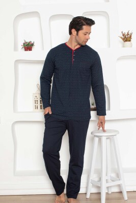 Desenli Erkek Pijama Takımı - Lacivert Renk Uzun Kollu Penye 1204UY - 3
