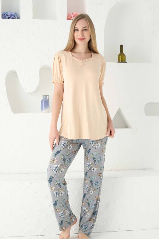 Lilyum Sarı Bayan Yazlık Pijama Takımı 2723KY - 3