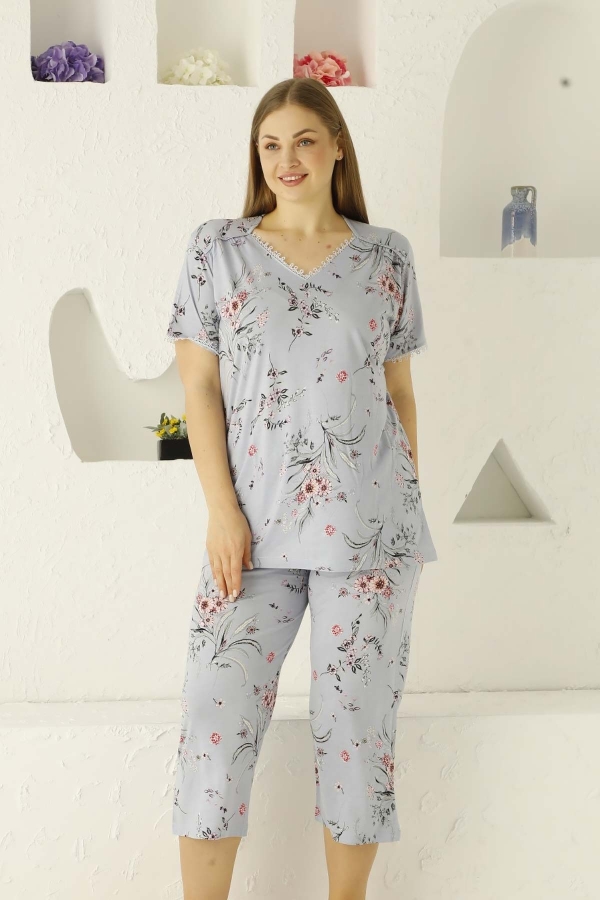 Mavi Battal Bermuda Bayan Pijama Takımı 2704BB - 1