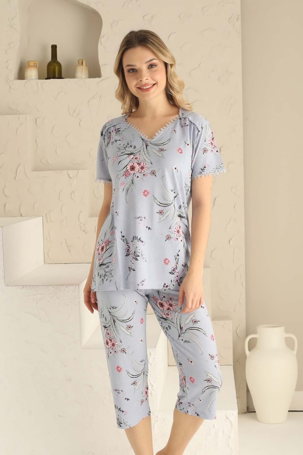 Mavi Bermuda Bayan Pijama Takımı 2704B - 1