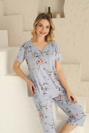 Mavi Bermuda Bayan Pijama Takımı 2704B - 2