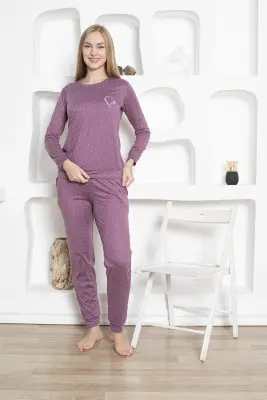 Mini Kalp Desenli Kadın Pijama Takımı -Uzun Kollu Manşetli Milan 2816UK - 2