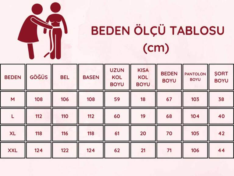 Önden Düğmeli Kadın Pijama Takımı - Kalp Desenli Uzun Kol Likralı Rink Viskon 2920UY - 5