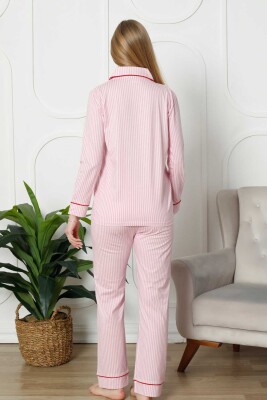 Pembe Çizgili Uzun Kollu Gömlek Pijama Takımı 2780UY - 4