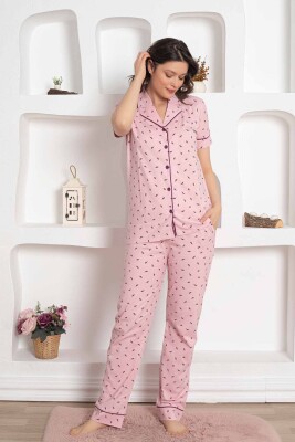 Pembe Kısa Kollu Gömlek Pijama Takımı 2777KY - 2