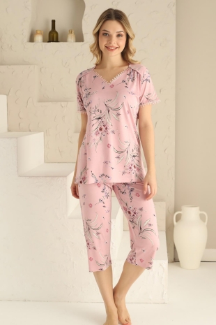 Pembe Bermuda Bayan Pijama Takımı 2704B - 2