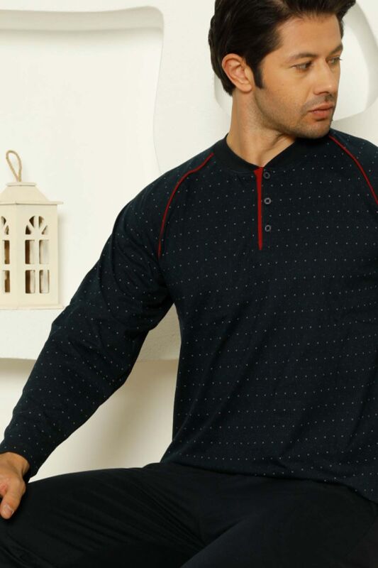 Lacivert Kısa Kollu Erkek Pijama Takımı 1198KY - 4