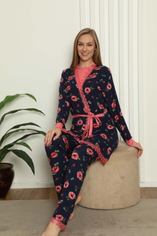 Sabahlıklı 3 lü Kutulu Kadın Pijama Takımı 2626 - 4