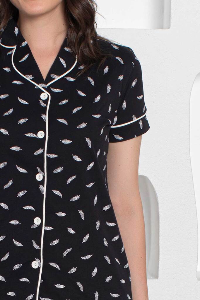 Siyah Boydan Düğmeli Şort Takım 2732ŞT - 2