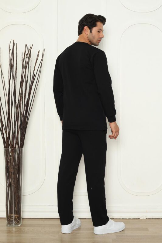 Kışlık Erkek Pijama Takımı - Siyah İki İplik Likralı 1209UKL - 3