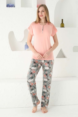 Somon Kısa Kollu Bayan Pijama Takımı 2721KY - Alimer (1)