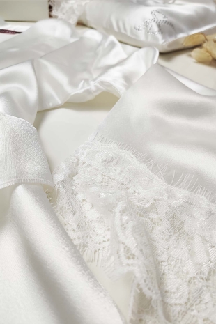 White Silk Saten 8 Pieces Bridal Set 8000MS - 4