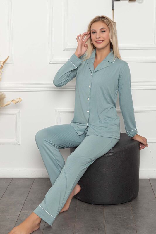 Yeşil Süper Soft Likralı Kadın Pijama Takımı 2748UY - 1